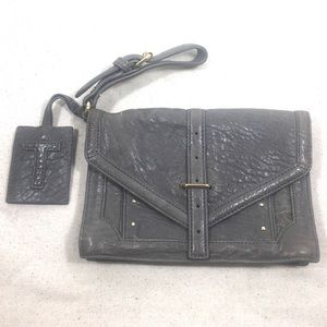 Tory Burch Grey Leather Envelope Clutch Bag Purse